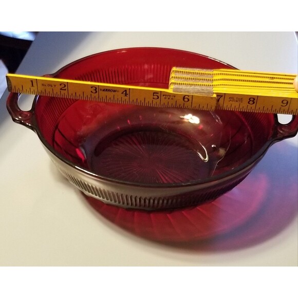 Vintage coronation royal ruby glass fruit bowl by anchor hocking - Picture 8 of 12